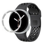 สายรัดนาฬิกาซิลิโคนขอบเพชรพร้อมหัวเข็มขัดสีดำ สำหรับ Samsung Galaxy Watch8 44 มม. และ 40 มม.