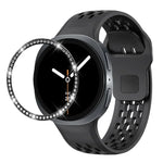 สายรัดนาฬิกาซิลิโคนขอบเพชรพร้อมหัวเข็มขัดสีดำ สำหรับ Samsung Galaxy Watch8 44 มม. และ 40 มม.
