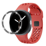 สายรัดนาฬิกาซิลิโคนขอบเพชรพร้อมหัวเข็มขัดสีดำ สำหรับ Samsung Galaxy Watch8 44 มม. และ 40 มม.