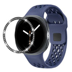 สายรัดนาฬิกาซิลิโคนขอบเพชรพร้อมหัวเข็มขัดสีดำ สำหรับ Samsung Galaxy Watch8 44 มม. และ 40 มม.