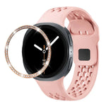สายรัดนาฬิกาซิลิโคนขอบเพชรพร้อมหัวเข็มขัดสีดำ สำหรับ Samsung Galaxy Watch8 44 มม. และ 40 มม.