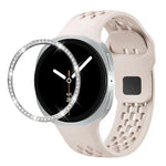 สายรัดนาฬิกาซิลิโคนขอบเพชรพร้อมหัวเข็มขัดสีดำ สำหรับ Samsung Galaxy Watch8 44 มม. และ 40 มม.