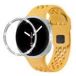 สายรัดนาฬิกาซิลิโคนขอบเพชรพร้อมหัวเข็มขัดสีดำ สำหรับ Samsung Galaxy Watch8 44 มม. และ 40 มม.