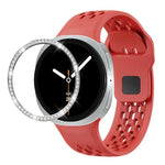 สายรัดนาฬิกาซิลิโคนขอบเพชรพร้อมหัวเข็มขัดสีดำ สำหรับ Samsung Galaxy Watch8 44 มม. และ 40 มม.