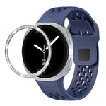 สายรัดนาฬิกาซิลิโคนขอบเพชรพร้อมหัวเข็มขัดสีดำ สำหรับ Samsung Galaxy Watch8 44 มม. และ 40 มม.