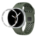 สายรัดนาฬิกาซิลิโคนขอบเพชรพร้อมหัวเข็มขัดสีดำ สำหรับ Samsung Galaxy Watch8 44 มม. และ 40 มม.