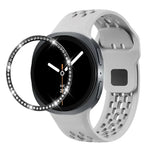 สายรัดนาฬิกาซิลิโคนขอบเพชรพร้อมหัวเข็มขัดสีดำ สำหรับ Samsung Galaxy Watch8 44 มม. และ 40 มม.