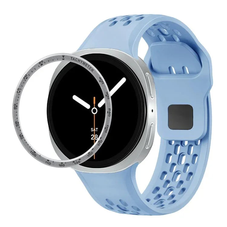 Speed Bezel and Black Reverse Buckle Silicone Watch Band, For Samsung Galaxy Watch8 44mm, For Samsung Galaxy Watch8 40mm