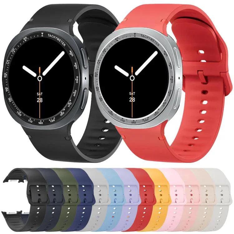 สายรัดนาฬิกาซิลิโคนเย็บสีเรียบขอบสปีด สำหรับ Samsung Galaxy Watch8 44 มม. และ 40 มม.