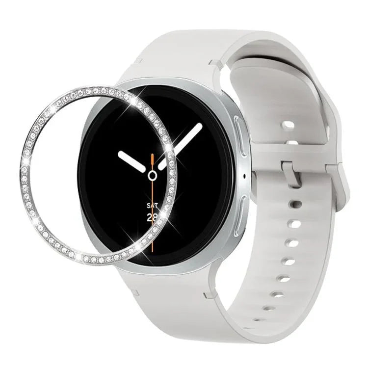 สายรัดนาฬิกาซิลิโคนเย็บสีเรียบขอบเพชร สำหรับ Samsung Galaxy Watch8 44 มม. และ 40 มม.