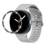 Diamond Bezel and Solid Color Stitched Silicone Watch Band, For Samsung Galaxy Watch8 44mm, For Samsung Galaxy Watch8 40mm