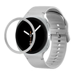 Rhombic Texture Bezel and Solid Color Stitched Silicone Watch Band, For Samsung Galaxy Watch8 44mm, For Samsung Galaxy Watch8 40mm