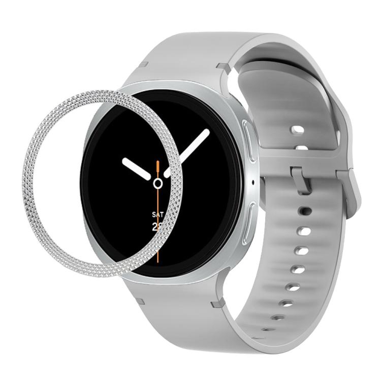 Rhombic Texture Bezel and Solid Color Stitched Silicone Watch Band, For Samsung Galaxy Watch8 44mm, For Samsung Galaxy Watch8 40mm