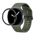 Rhombic Texture Bezel and Solid Color Stitched Silicone Watch Band, For Samsung Galaxy Watch8 44mm, For Samsung Galaxy Watch8 40mm