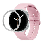 Rhombic Texture Bezel and Solid Color Stitched Silicone Watch Band, For Samsung Galaxy Watch8 44mm, For Samsung Galaxy Watch8 40mm