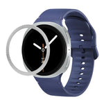 Rhombic Texture Bezel and Solid Color Stitched Silicone Watch Band, For Samsung Galaxy Watch8 44mm, For Samsung Galaxy Watch8 40mm