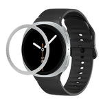 Rhombic Texture Bezel and Solid Color Stitched Silicone Watch Band, For Samsung Galaxy Watch8 44mm, For Samsung Galaxy Watch8 40mm