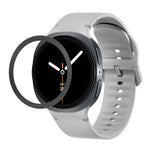 Rhombic Texture Bezel and Solid Color Stitched Silicone Watch Band, For Samsung Galaxy Watch8 44mm, For Samsung Galaxy Watch8 40mm
