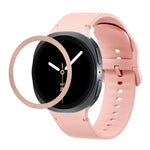 Rhombic Texture Bezel and Solid Color Stitched Silicone Watch Band, For Samsung Galaxy Watch8 44mm, For Samsung Galaxy Watch8 40mm