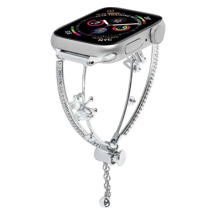 สายรัดนาฬิกาสร้อยข้อมือผีเสื้อฝังทองแดงและเซอร์โคเนียม สำหรับ Apple Watch 46mm / 49mm / 45mm / 44mm, สำหรับ Apple Watch 42mm / 41mm / 40mm / 38mm