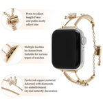 สายรัดนาฬิกาสร้อยข้อมือผีเสื้อฝังทองแดงและเซอร์โคเนียม สำหรับ Apple Watch 46mm / 49mm / 45mm / 44mm, สำหรับ Apple Watch 42mm / 41mm / 40mm / 38mm