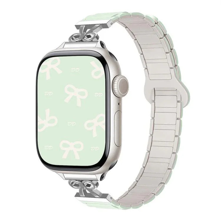 สายรัดนาฬิกาซิลิโคนแม่เหล็กเอวเล็กแบบโบว์ สำหรับ Apple Watch 46 มม. / 49 มม. / 45 มม. / 44 มม. สำหรับ Apple Watch 42 มม. / 41 มม. / 40 มม. / 38 มม.