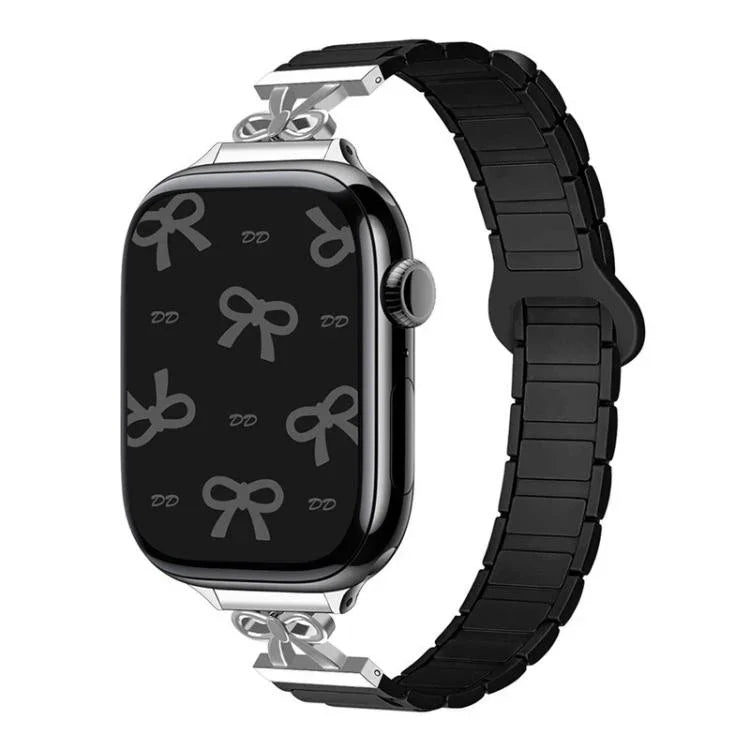 สายรัดนาฬิกาซิลิโคนแม่เหล็กเอวเล็กแบบโบว์ สำหรับ Apple Watch 46 มม. / 49 มม. / 45 มม. / 44 มม. สำหรับ Apple Watch 42 มม. / 41 มม. / 40 มม. / 38 มม.