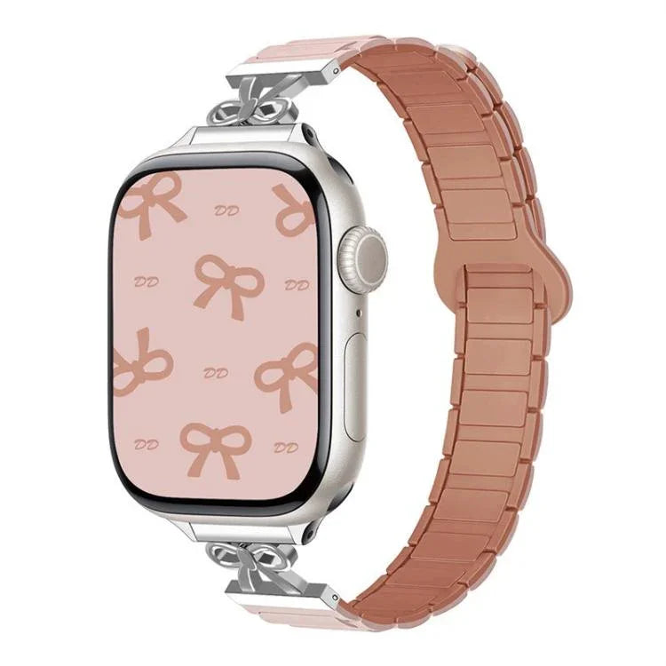 สายรัดนาฬิกาซิลิโคนแม่เหล็กเอวเล็กแบบโบว์ สำหรับ Apple Watch 46 มม. / 49 มม. / 45 มม. / 44 มม. สำหรับ Apple Watch 42 มม. / 41 มม. / 40 มม. / 38 มม.