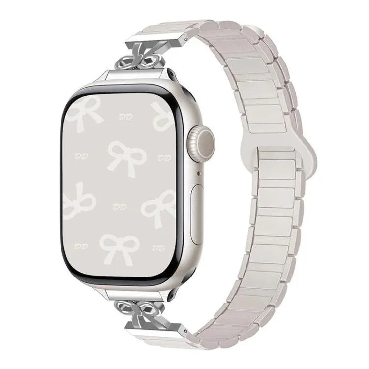 สายรัดนาฬิกาซิลิโคนแม่เหล็กเอวเล็กแบบโบว์ สำหรับ Apple Watch 46 มม. / 49 มม. / 45 มม. / 44 มม. สำหรับ Apple Watch 42 มม. / 41 มม. / 40 มม. / 38 มม.