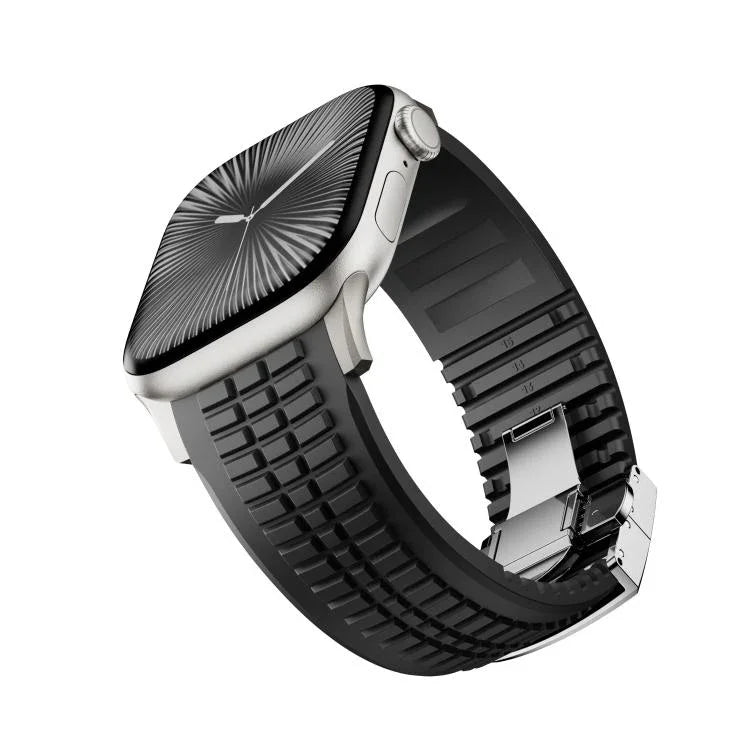 สายรัดนาฬิกาซิลิโคนแบบพับหัวเข็มขัดลายปุ่ม Knurled สำหรับ Apple Watch 46 มม. / 49 มม. / 45 มม. / 44 มม.