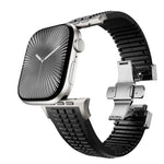 สายรัดนาฬิกาซิลิโคนแบบพับหัวเข็มขัดลายปุ่ม Knurled สำหรับ Apple Watch 46 มม. / 49 มม. / 45 มม. / 44 มม.