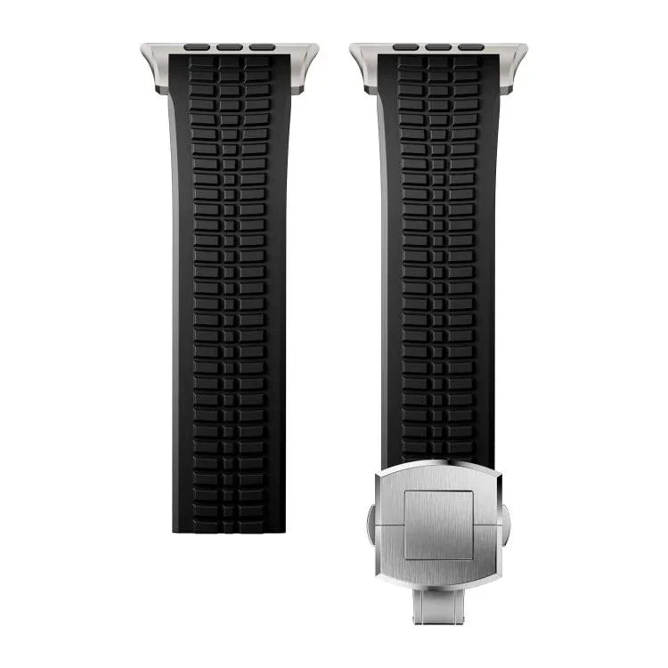 สายรัดนาฬิกาซิลิโคนแบบพับหัวเข็มขัดลายปุ่ม Knurled สำหรับ Apple Watch 46 มม. / 49 มม. / 45 มม. / 44 มม.