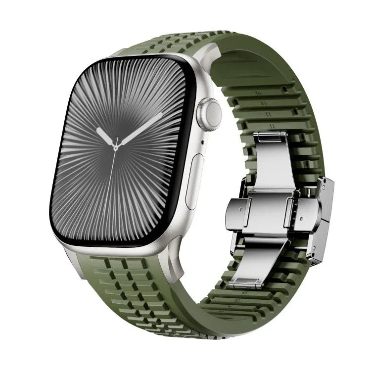 สายรัดนาฬิกาซิลิโคนแบบพับหัวเข็มขัดลายปุ่ม Knurled สำหรับ Apple Watch 46 มม. / 49 มม. / 45 มม. / 44 มม.