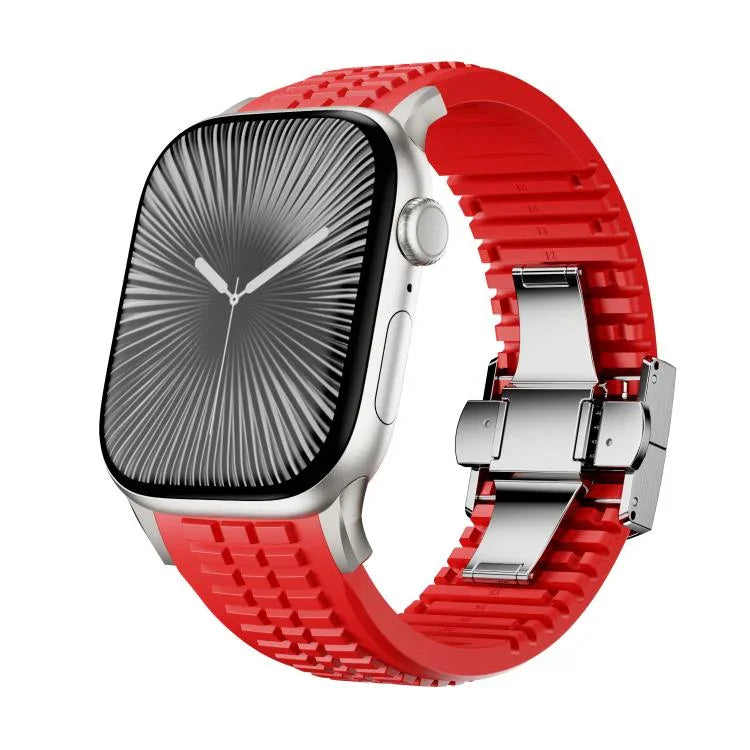 สายรัดนาฬิกาซิลิโคนแบบพับหัวเข็มขัดลายปุ่ม Knurled สำหรับ Apple Watch 46 มม. / 49 มม. / 45 มม. / 44 มม.