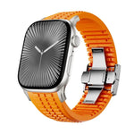 สายรัดนาฬิกาซิลิโคนแบบพับหัวเข็มขัดลายปุ่ม Knurled สำหรับ Apple Watch 46 มม. / 49 มม. / 45 มม. / 44 มม.