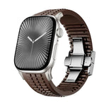 สายรัดนาฬิกาซิลิโคนแบบพับหัวเข็มขัดลายปุ่ม Knurled สำหรับ Apple Watch 46 มม. / 49 มม. / 45 มม. / 44 มม.