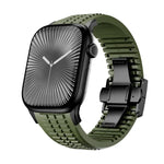 สายรัดนาฬิกาซิลิโคนแบบพับหัวเข็มขัดลายปุ่ม Knurled สำหรับ Apple Watch 46 มม. / 49 มม. / 45 มม. / 44 มม.