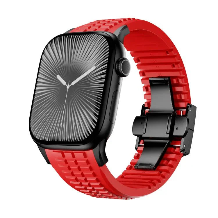 สายรัดนาฬิกาซิลิโคนแบบพับหัวเข็มขัดลายปุ่ม Knurled สำหรับ Apple Watch 46 มม. / 49 มม. / 45 มม. / 44 มม.