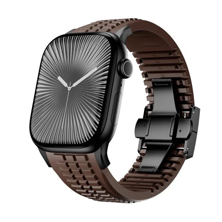 สายรัดนาฬิกาซิลิโคนแบบพับหัวเข็มขัดลายปุ่ม Knurled สำหรับ Apple Watch 46 มม. / 49 มม. / 45 มม. / 44 มม.