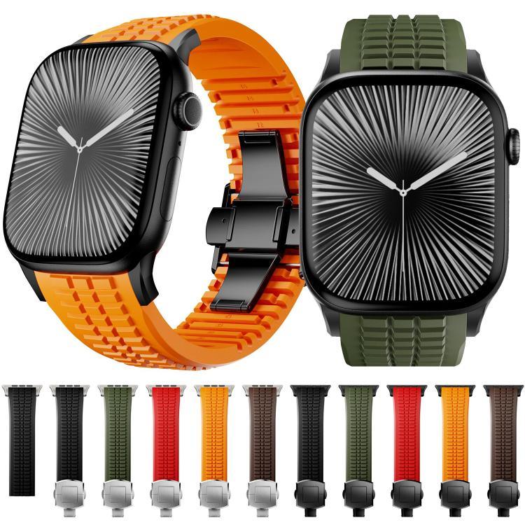 สายรัดนาฬิกาซิลิโคนแบบพับหัวเข็มขัดลายปุ่ม Knurled สำหรับ Apple Watch 46 มม. / 49 มม. / 45 มม. / 44 มม.