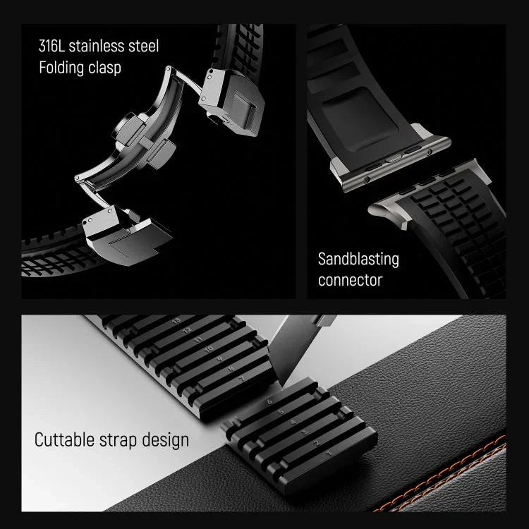 สายรัดนาฬิกาซิลิโคนแบบพับหัวเข็มขัดลายปุ่ม Knurled สำหรับ Apple Watch 46 มม. / 49 มม. / 45 มม. / 44 มม.