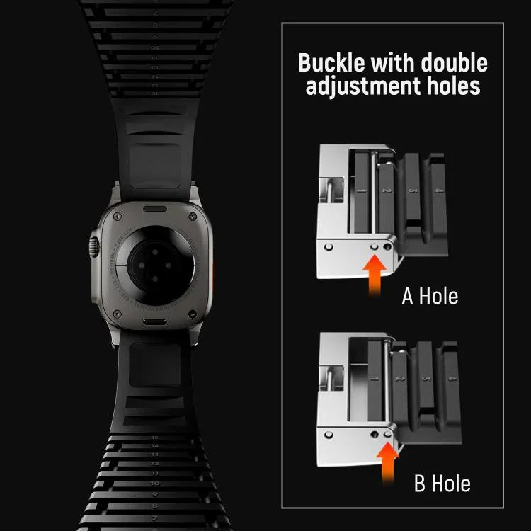 สายรัดนาฬิกาซิลิโคนแบบพับหัวเข็มขัดลายปุ่ม Knurled สำหรับ Apple Watch 46 มม. / 49 มม. / 45 มม. / 44 มม.