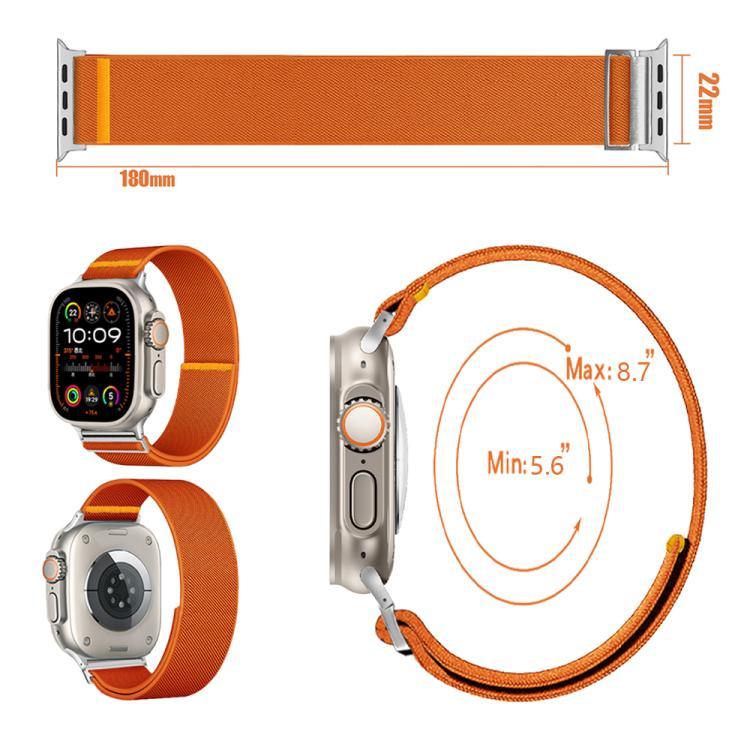 สายรัดนาฬิกาไนลอนยืดหยุ่นแบบห่วงเดี่ยวปรับได้ สำหรับ Apple Watch 46 มม. / 49 มม. / 45 มม. / 44 มม. สำหรับ Apple Watch 42 มม. / 41 มม. / 40 มม. / 38 มม.