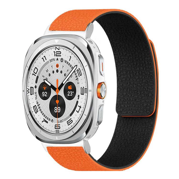 สายซิลิโคนแม่เหล็กนุ่มลายลิ้นจี่ สำหรับ Samsung Galaxy Watch Ultra 47mm / Ultra 2025, สำหรับ Samsung Galaxy Watch8 / 8 Classic