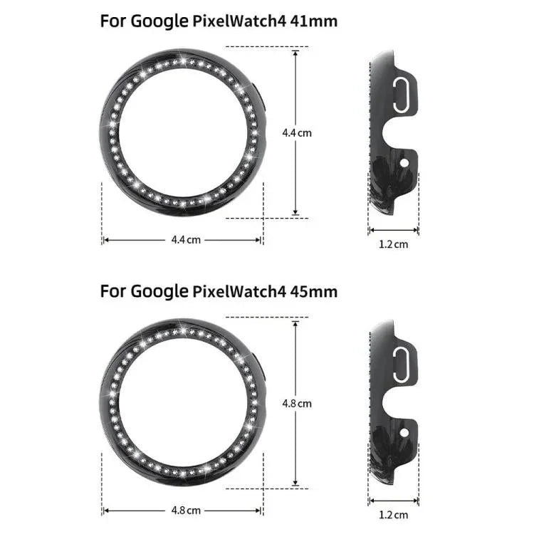Single Row Diamond Hollow PC Watch Protective Cover, For Google Pixel Watch4 45mm, For Google Pixel Watch4 41mm