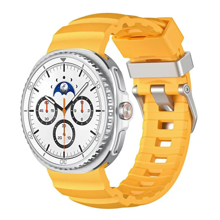 สายรัดนาฬิกาซิลิโคนหัวเข็มขัดสีเงิน สำหรับ Samsung Galaxy Watch8 / Watch8 Classic