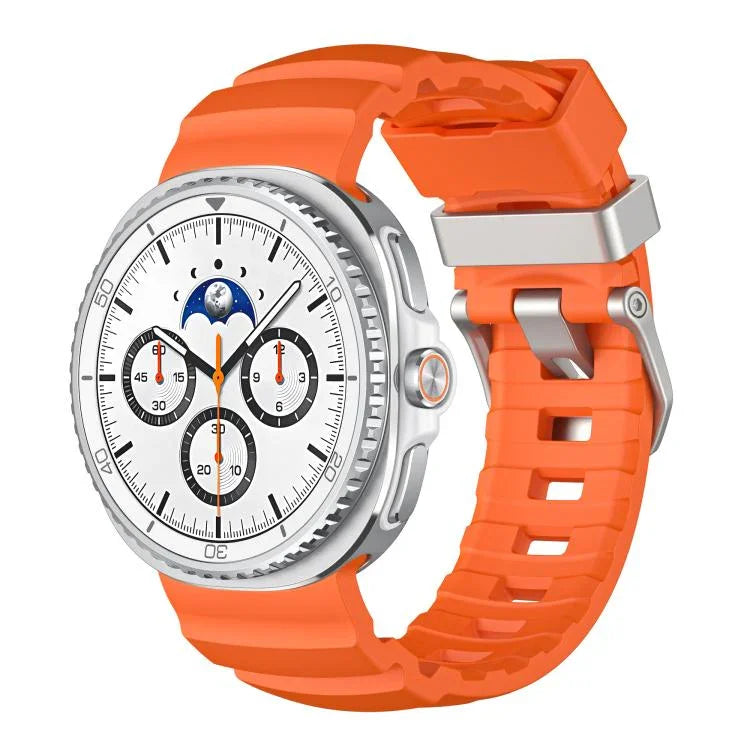สายรัดนาฬิกาซิลิโคนหัวเข็มขัดสีเงิน สำหรับ Samsung Galaxy Watch8 / Watch8 Classic