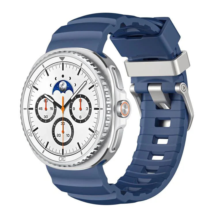 สายรัดนาฬิกาซิลิโคนหัวเข็มขัดสีเงิน สำหรับ Samsung Galaxy Watch8 / Watch8 Classic
