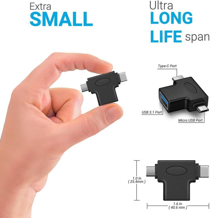 JUNSUNMAY อะแดปเตอร์แปลง OTG 2 in 1 USB 3.0 เป็น Micro USB และ Type-C, 2 in 1