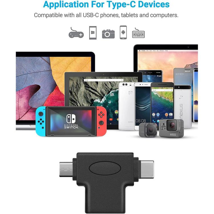 JUNSUNMAY อะแดปเตอร์แปลง OTG 2 in 1 USB 3.0 เป็น Micro USB และ Type-C, 2 in 1